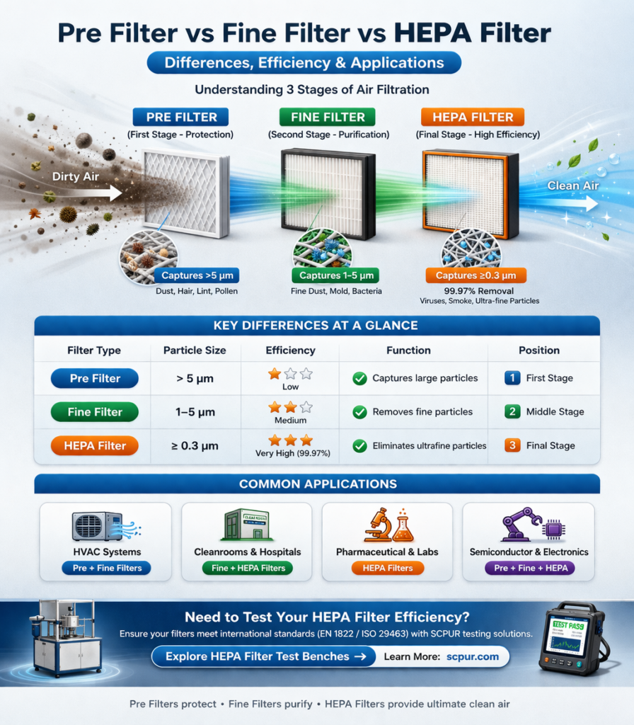 Comparison of Pre Filters, Fine Filters, and HEPA Filters Comparison of Pre Filters, Fine Filters, and HEPA Filters